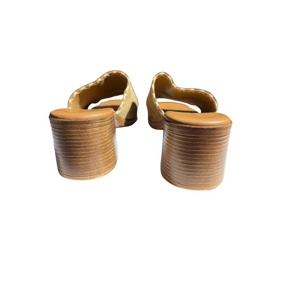 Mila Paoli Made in Italy Women’s 9 / EU 40 Tan Suede Leather Block Heel Slides - Picture 3 of 5